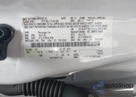 2014 Ford Focus Se from USA, damaged, VIN 1FADP3F2XEL380144